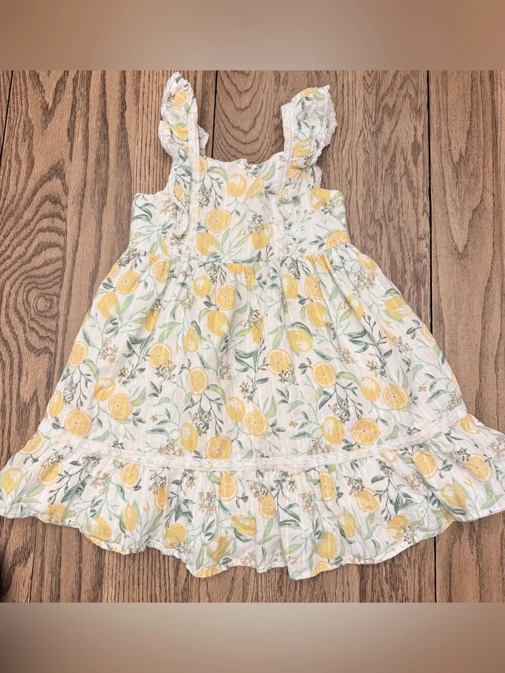 Tommy Bahama Lemon Print Dress | Girls Size 8 | Tiered Ruffle Sundress CUU